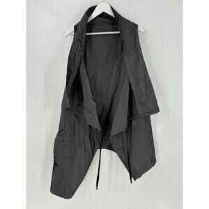 Bryn Walker Sleeveless Jacket Womens Large Gray Draped Wrap Tie Pocket Casual